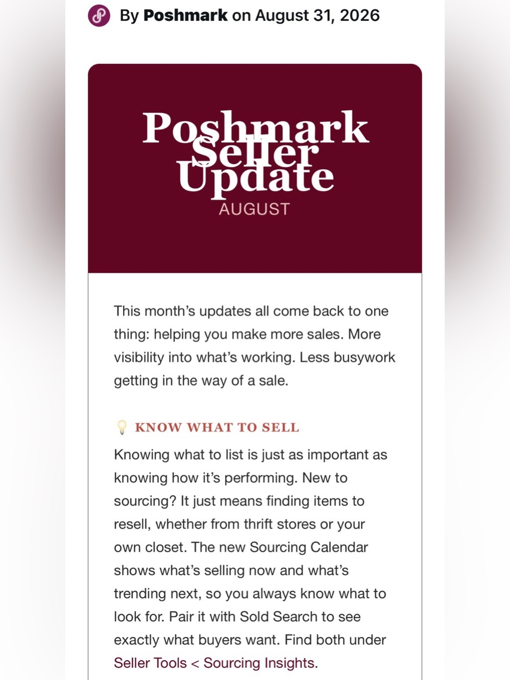 9/1 POSH UPDATE ON BLOG SELLER EDUCATION & SUPPORT GROUP